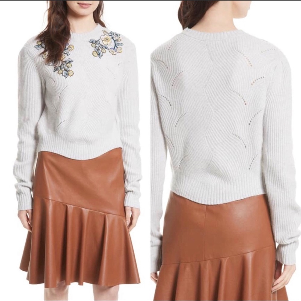Rebecca Taylor Embroidered Floral Sweater